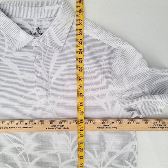 Nat Nast Shirt Mens M Polo Golf Ombre Gray Floral Short Sleeve Resortwear - Picture 8 of 8